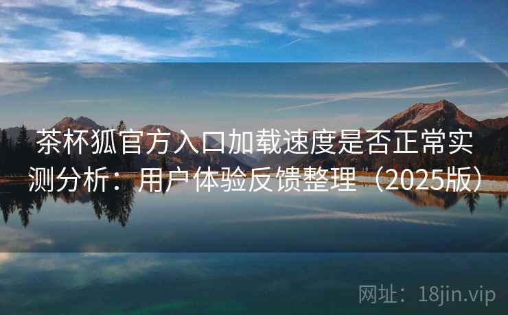 茶杯狐官方入口加载速度是否正常实测分析：用户体验反馈整理（2025版）
