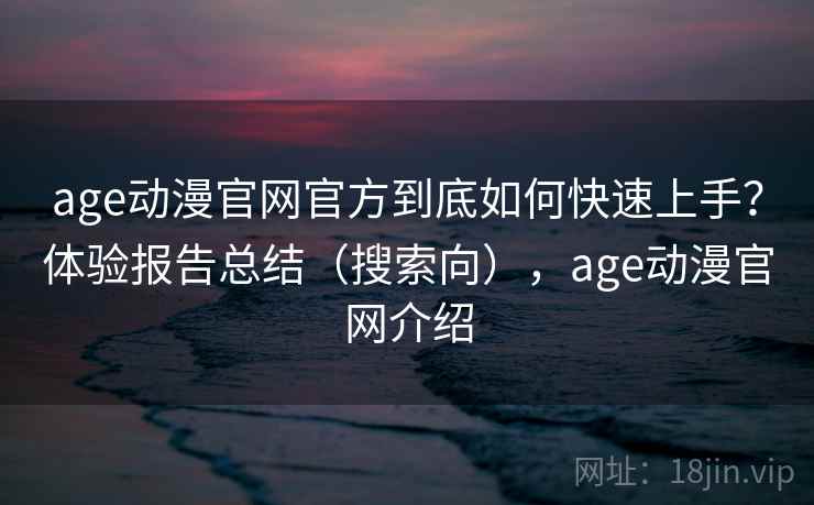 age动漫官网官方到底如何快速上手？体验报告总结（搜索向），age动漫官网介绍